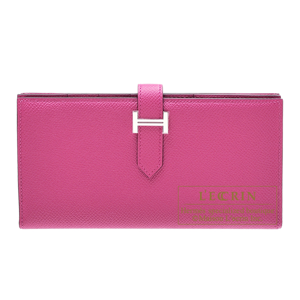 Hermes　Bearn Soufflet　Rose purple　Epsom leather　Silver hardware