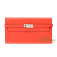 Hermes　Kelly wallet long　Rose jaipur　Epsom leather　Silver hardware
