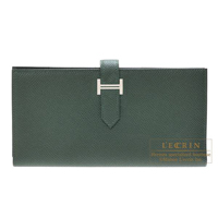 Hermes　Bearn Soufflet　Vert anglais　Epsom leather　Silver hardware