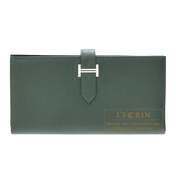 Hermes　Bearn Soufflet　Vert anglais　Epsom leather　Silver hardware