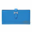 Hermes　Bearn Soufflet　Blue zanzibar　Epsom leather　Silver hardware