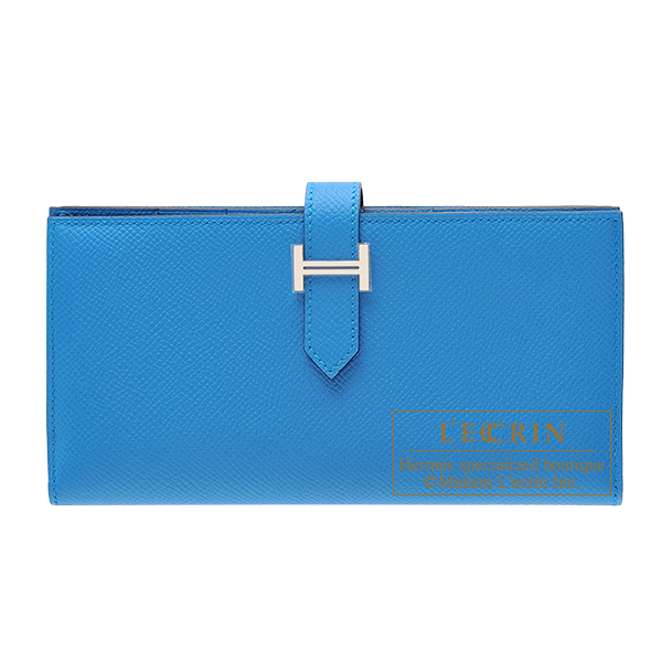 Hermes　Bearn Soufflet　Blue zanzibar　Epsom leather　Silver hardware