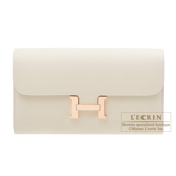 Hermes Constance Clutch Wallet Craie Epsom Rose Gold Hardware