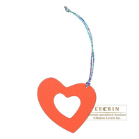 Hermes　Petit H GM　Heart Charm　Orange red/　Blue green　Calf/Silk