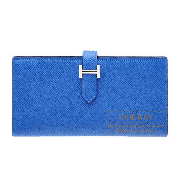 Hermes　Bearn Soufflet　Blue zellige　Epsom leather　Silver hardware