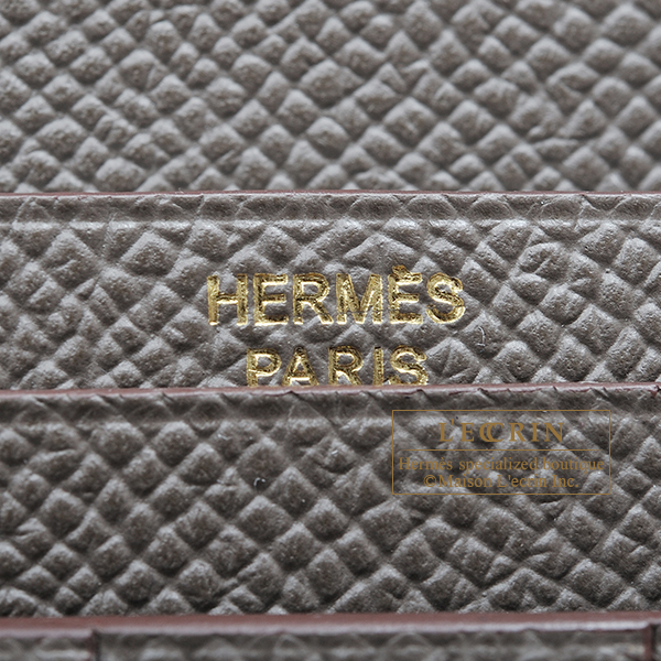 Hermes Bearn Soufflet Etain Epsom leather Rose gold hardware