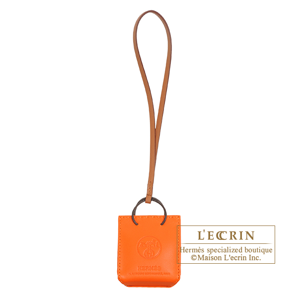 Hermes orange Bag Charm Feu/ Gold