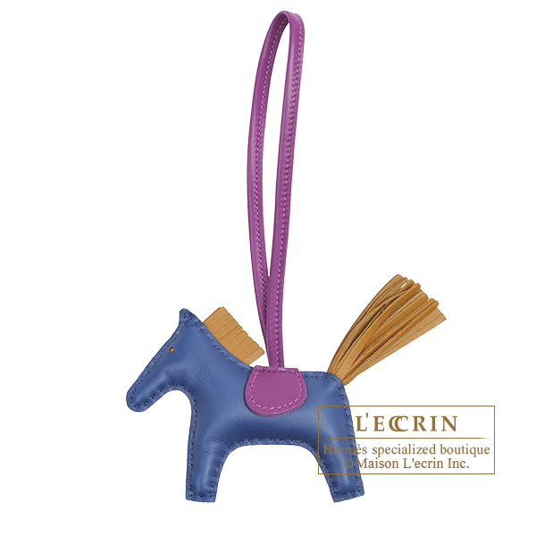 Hermes　Rodeo charm PM　Blue de malte/　Kraft　Agneau