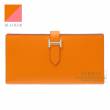 Hermes　Bearn Soufflet Verso　Apricot/Rose azalee　Epsom leather　Silver hardware