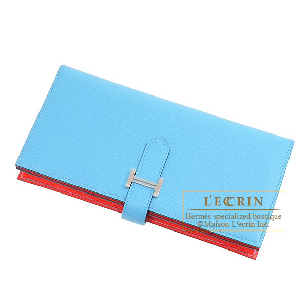 Hermes Teal Blue Epsom Leather Bearn Card Holder Hermes