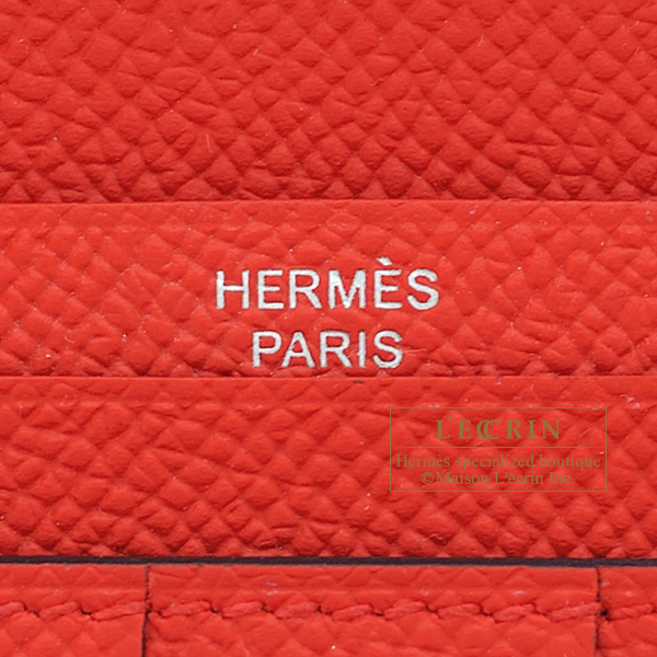 Hermes Bearn Soufflet Verso Blue du nord/Rouge coeur Epsom leather Silver  hardware