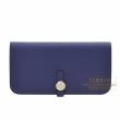 Hermes　Dogon Long　Blue encre　Togo leather　Silver hardware