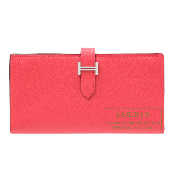 Hermes　Bearn Soufflet　Rose extreme　Epsom leather　Silver hardware