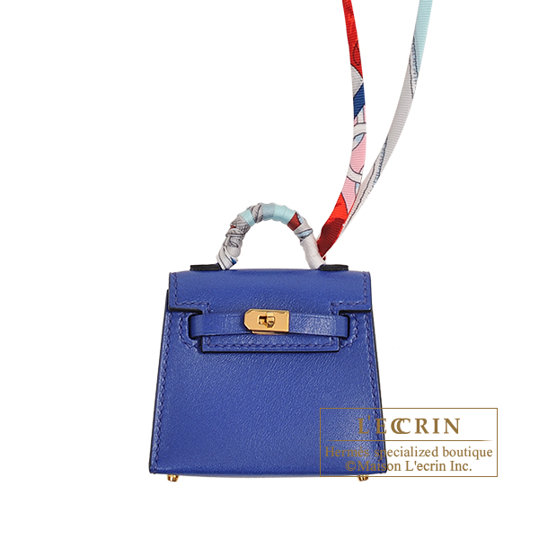 Hermes　Kelly Twilly　Blue electric　Tadelakt leather/　Silk　Gold hardware