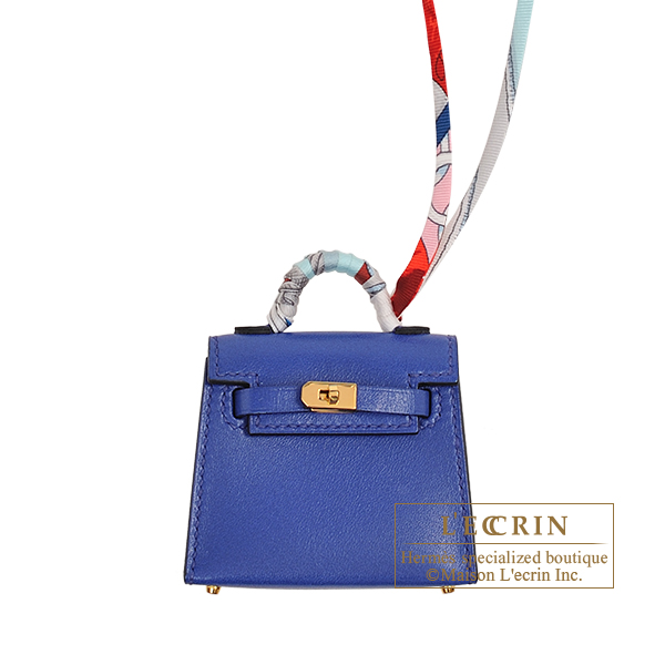 Hermes Bleu Electric Tadelakt Mini Kelly Twilly Bag Charm