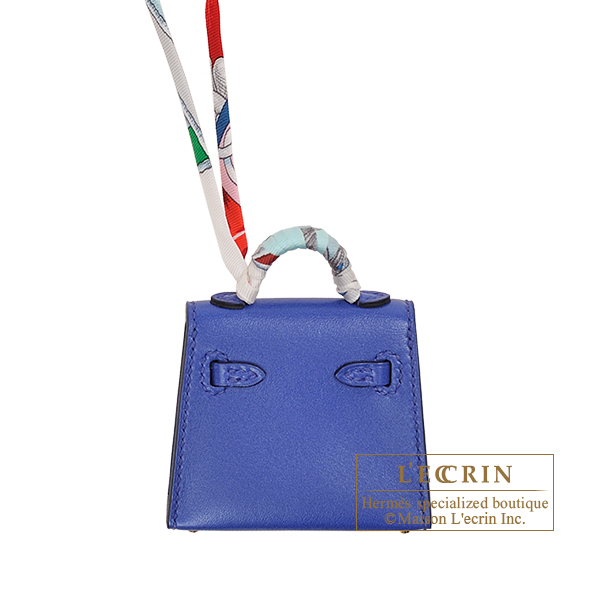 Hermes Bleu Electric Tadelakt Mini Kelly Twilly Bag Charm