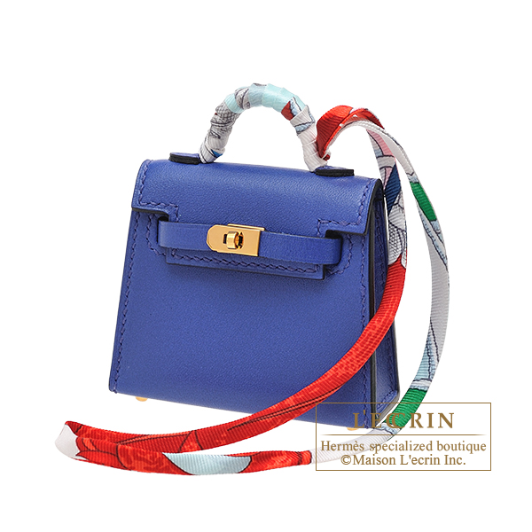 Hermes Bleu Electric Tadelakt Mini Kelly Twilly Bag Charm