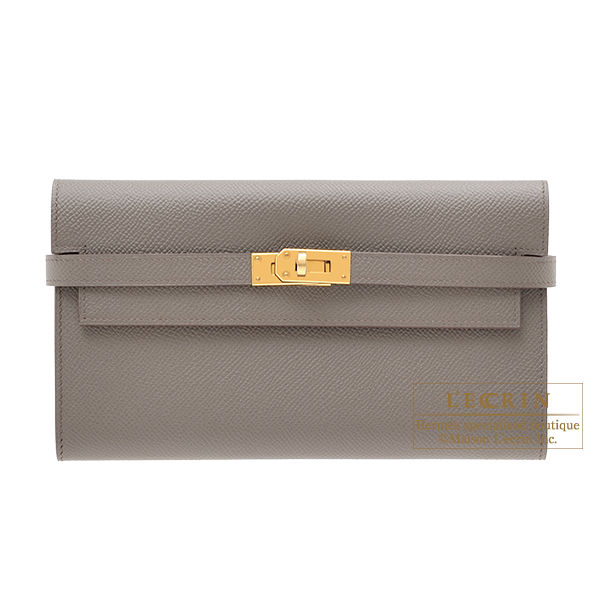 Hermes　Kelly wallet long　Etain　Epsom leather　Gold hardware