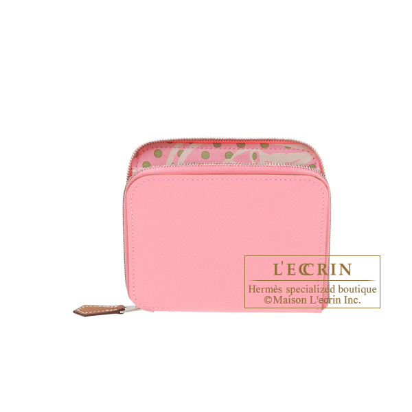 Hermes　Azap　Silk In Compact　Rose confetti/　Rose confetti　Epsom leather/　Silk　Silver hardware