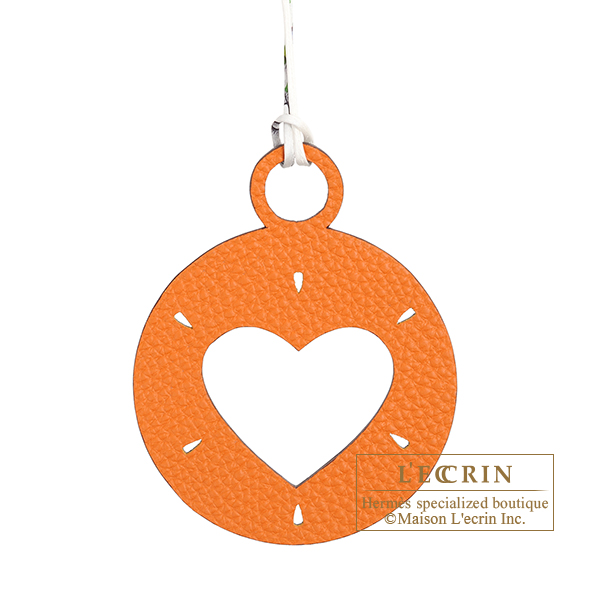 Hermes　Petit H　Heart Charm　Orange/　Blue　Clemence leather/　Epsom leather