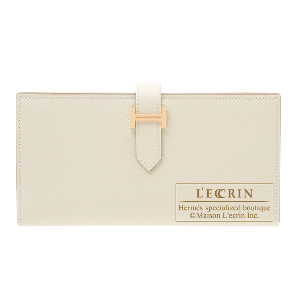 Hermes　Bearn Soufflet　Craie　Epsom leather　Rose gold hardware