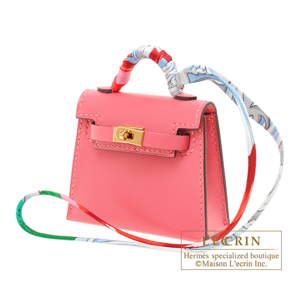 Hermes Kelly Twilly Rose lipstick Tadelakt leather Silk Gold