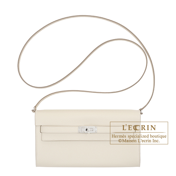 Hermes　Kelly Long To Go　Craie　Epsom leather　Silver hardware