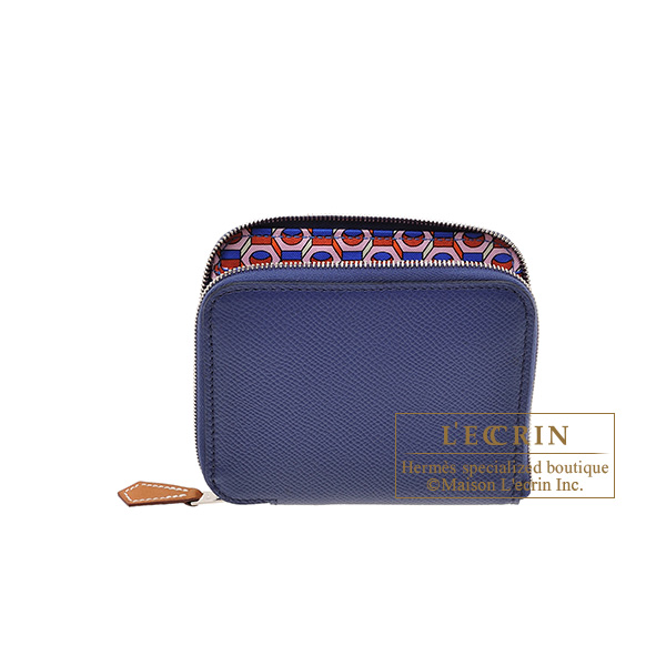 Hermes　Azap　Silk In Compact　Blue saphir/　Blue billard　Epsom leather/　Silk　Silver hardware