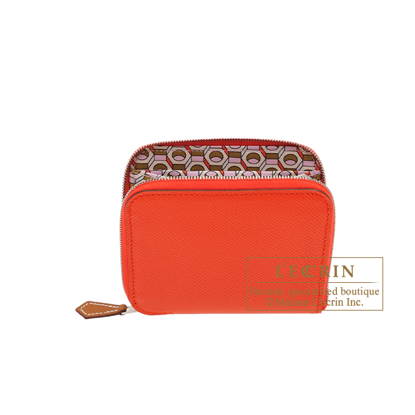 Hermes　Azap　Silk In Compact　Capucine/　Mauve sylvestre　Epsom leather/　Silk　Silver hardware