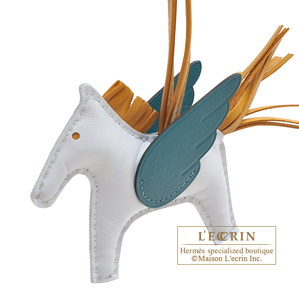 Hermes Rodeo charm Pegasus PM Blue brume/Sesame/Vert bosphore Agneau/Swift  leather