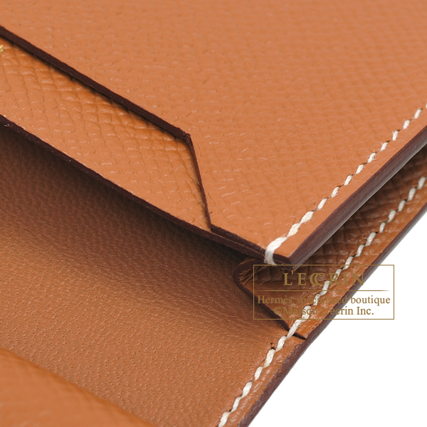 Hermes Bearn Mini wallet Gold Epsom leather Gold hardware Hermes Bearn Mini wallet Gold Epsom leather Gold hardware