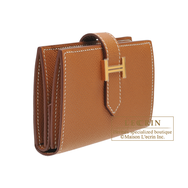 Hermes Bearn Mini wallet Gold Epsom leather Gold hardware Hermes Bearn Mini wallet Gold Epsom leather Gold hardware