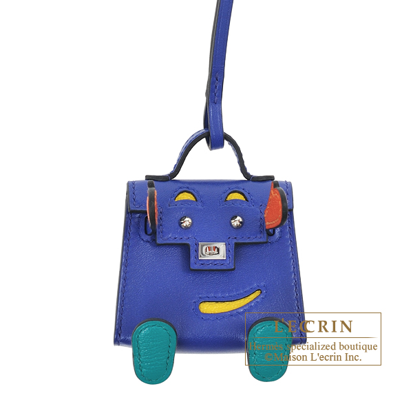 Hermes　Kelly Dole Charm　Blue electric/Feu/Jaune de naples/Vert verone　Tadelakt leather/　Chevre myzore goatskin　Silver hardware