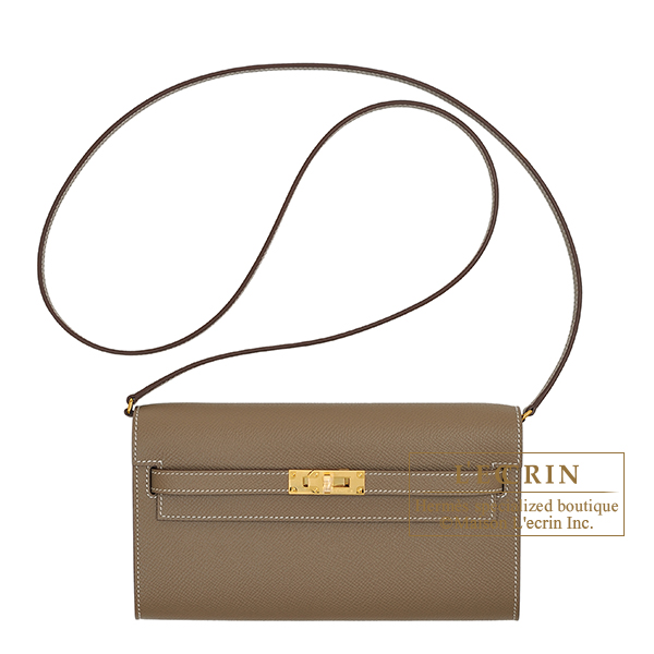 Hermes　Kelly Long To Go　Etoupe grey　Epsom leather　Gold hardware