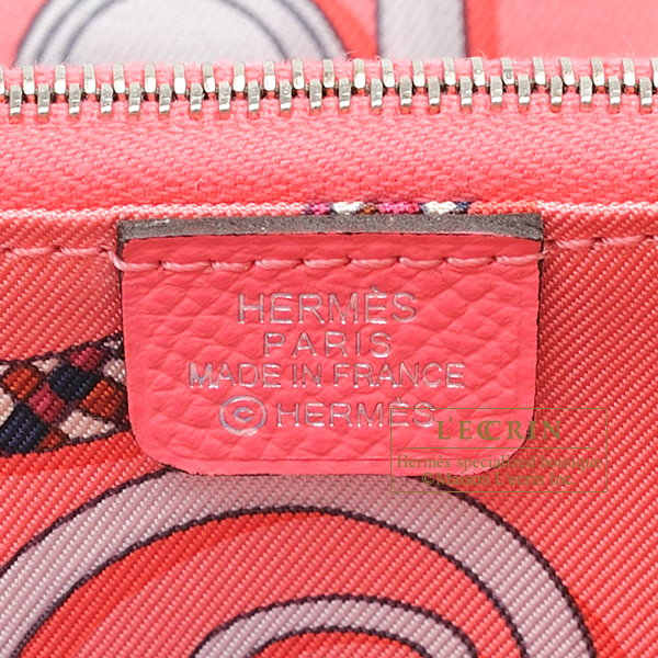 Hermes Rose Jaipur Epsom Leather Silk'in Long Wallet