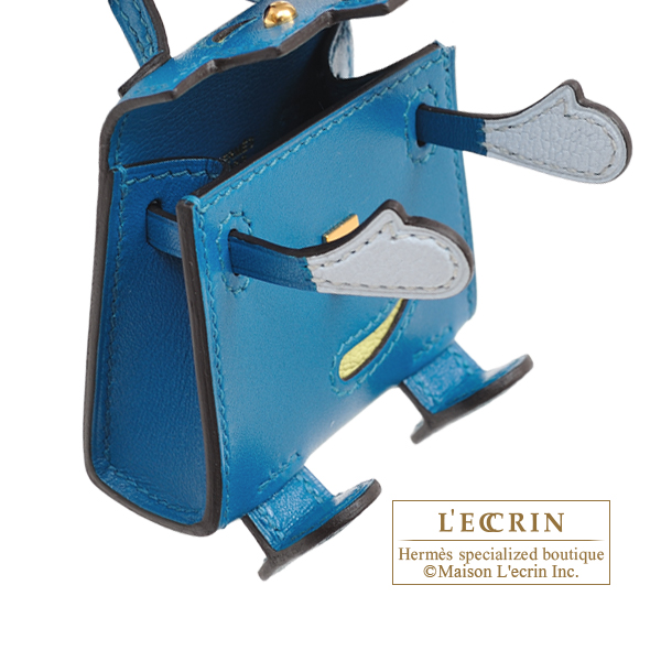 Hermès Kelly Quelle Idole Bag Charm In Bleu Izmir, Jaune Bourgeon, Bleu  Brume, And Vert Bosphore Tadelakt And Chèvre Mysore in Blue