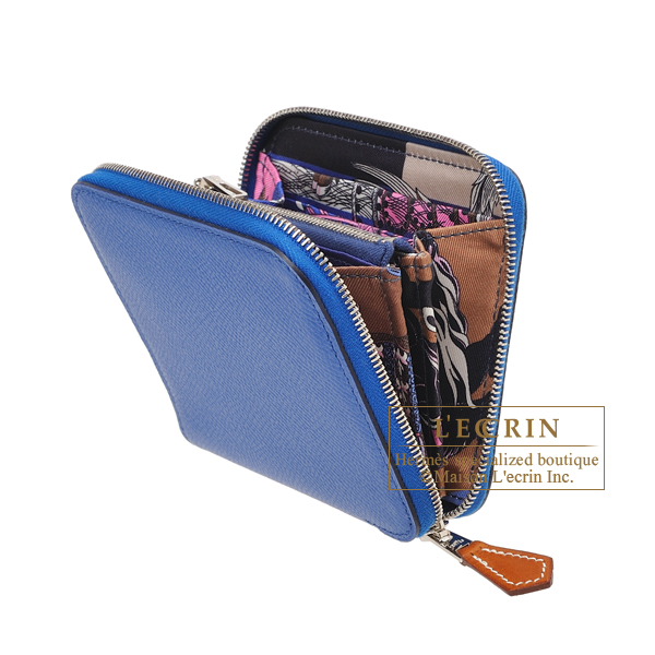Hermes　Azap　Silk In Compact　Blue france/　Blue saphir　Epsom leather/　Silk　Silver hardware