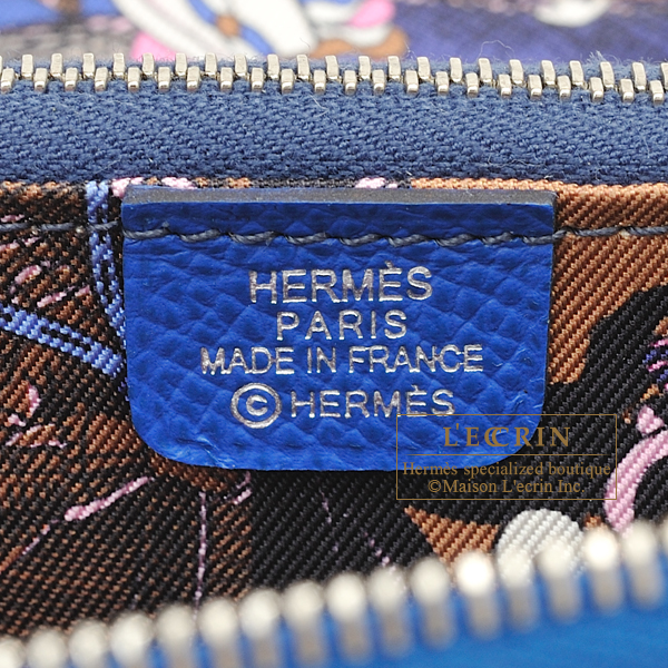 Hermes　Azap　Silk In Compact　Blue france/　Blue saphir　Epsom leather/　Silk　Silver hardware