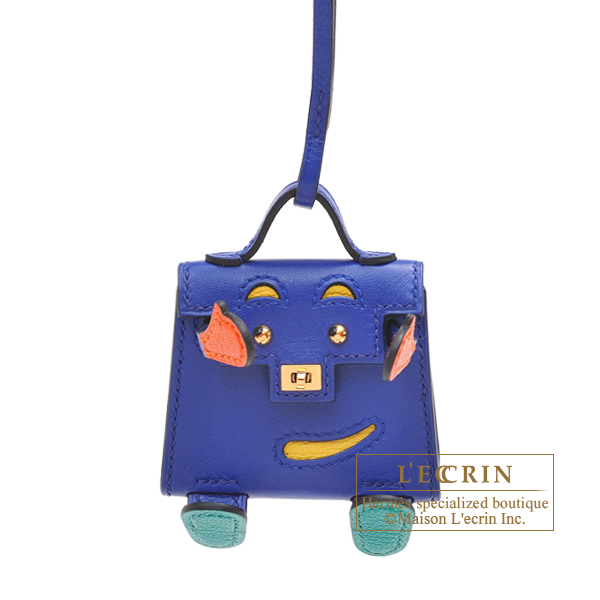 Hermes Bleu Electric Tadelakt Mini Kelly Twilly Bag Charm