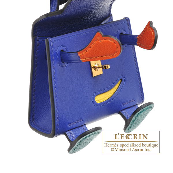 Hermes Bleu Electric Tadelakt Mini Kelly Twilly Bag Charm