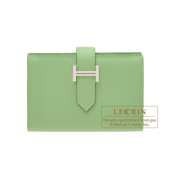 Hermes　Bearn Mini wallet　Vert criquet　Epsom leather　Silver hardware