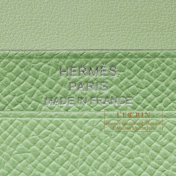 Replica Hermes Bearn Mini Wallet In Vert Criquet Epsom Leather