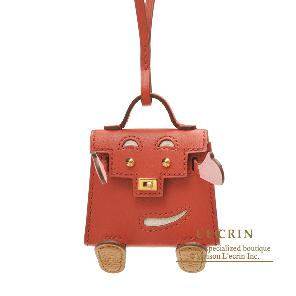 Hermes　Kelly Dole Charm　Sanguine/Nata/Rose sakura/Caramel　Tadelakt leather/　Chevre myzore goatskin　Gold hardware