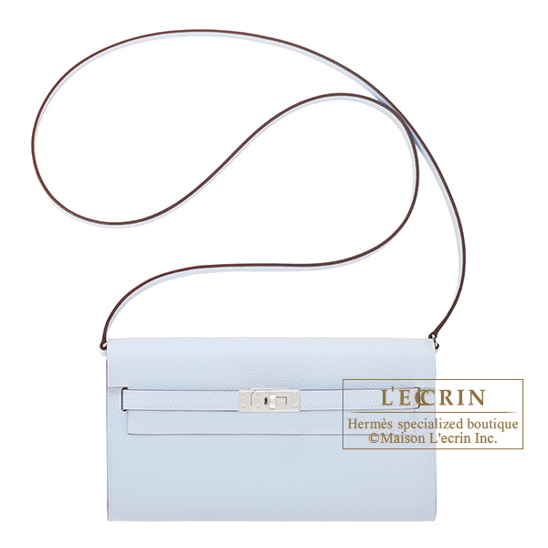 Hermes　Kelly Long To Go　Blue brume　Epsom leather　Silver hardware