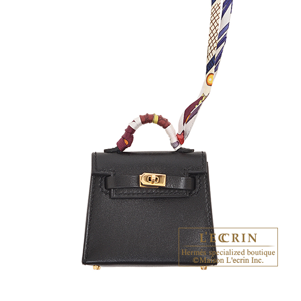 Hermes Kelly Twilly Black Tadelakt leather/ Silk Gold hardware