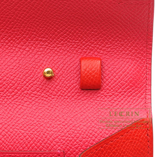 Hermes Kelly Long To Go Verso Framboise/Rouge H Epsom leather