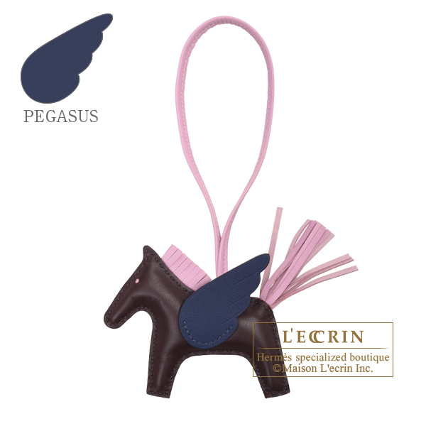 Hermes　Rodeo charm Pegasus PM　Rouge sellier/Mauve sylvestre/Blue saphir　Agneau/Swift leather