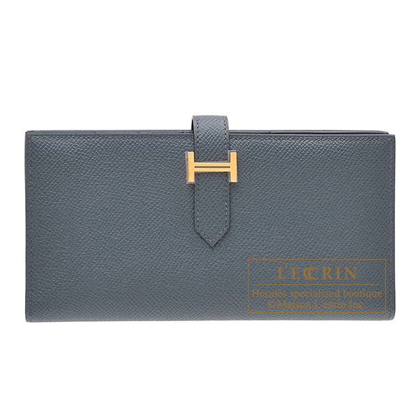 Hermes　Bearn Soufflet　Blue orage　Epsom leather　Gold hardware