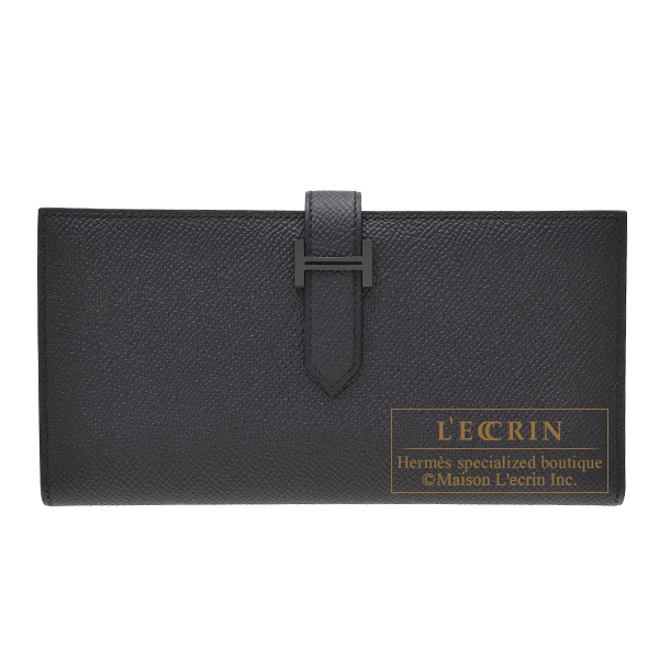 Hermes　Bearn Soufflet Monochrome　So-black　Black　Epsom leather　Black hardware