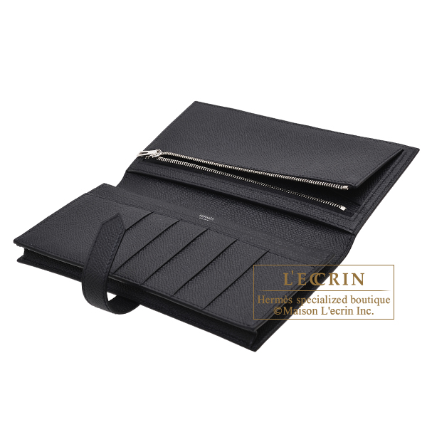 Hermes　Bearn Soufflet Monochrome　So-black　Black　Epsom leather　Black hardware